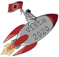 Vista Graphoc art of astronaut on rocket