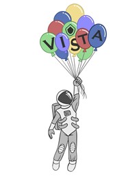 astronaut holding balloons