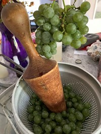 Grapes in strainer